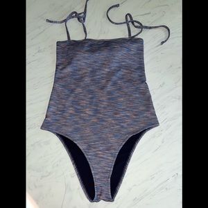 Aerie cheeky coquine new one piece bathing suit xl stripe nwt